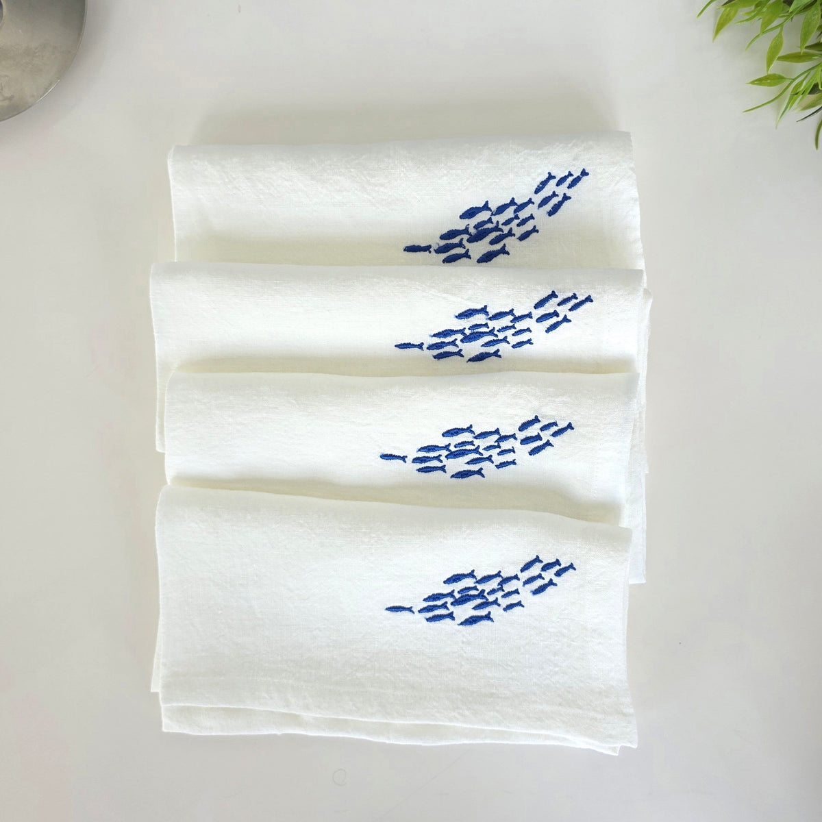Amalfi Sardines Napkins in Off-White – Set of 4