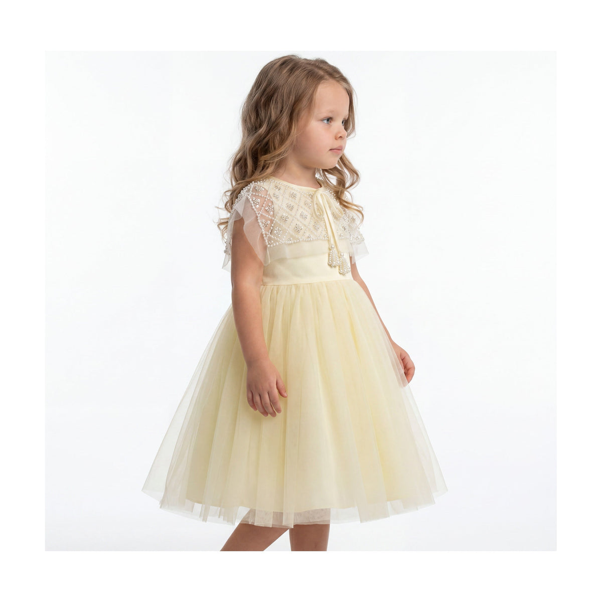 Buttercream Belle Pearl Capelet Flower Girl Dress