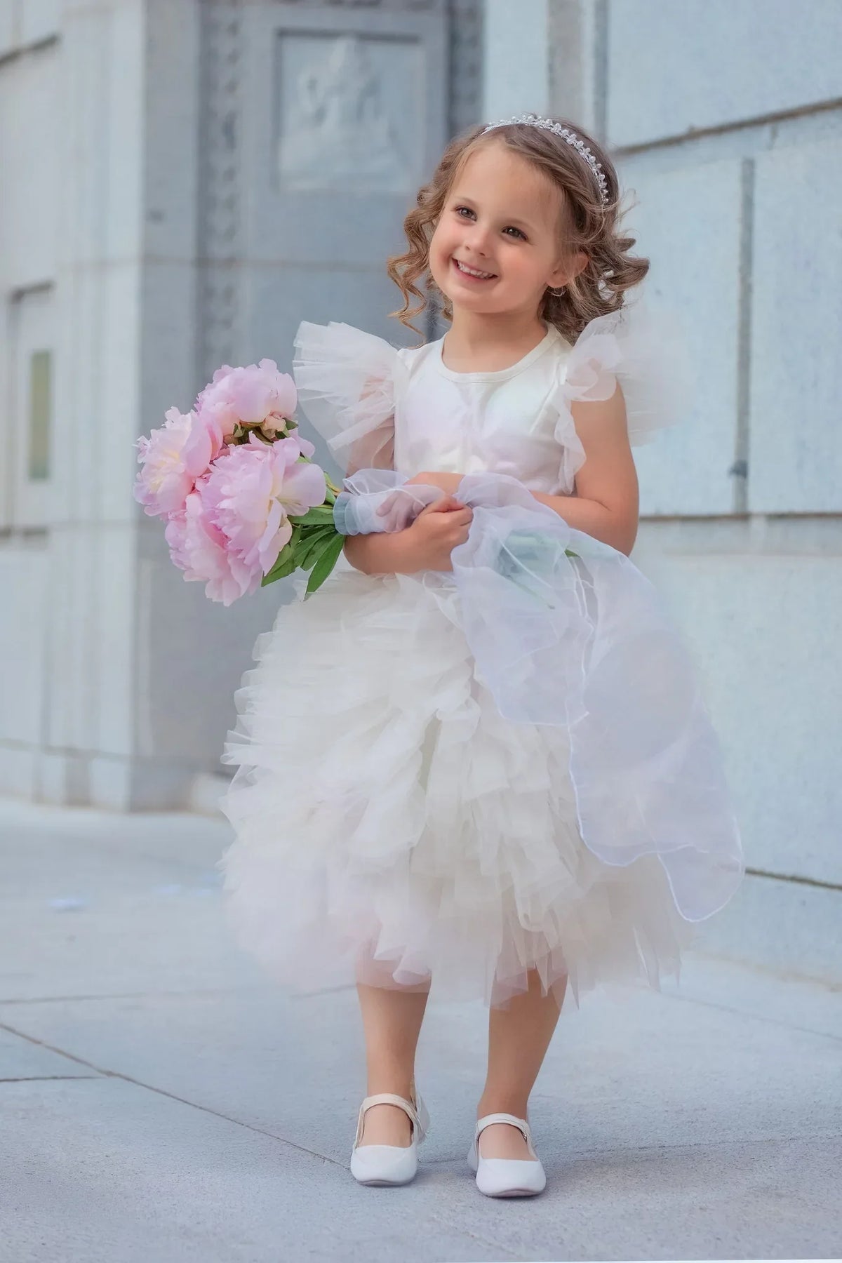 Celestial Fairy White Tulle Flower Girl Dress