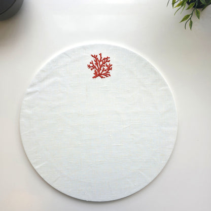 Toscana Coral Placemats in Off-White – Set of 2