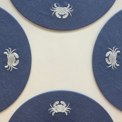 Amalfi Crab Placemats in Mediterranean Blue – Set of 2