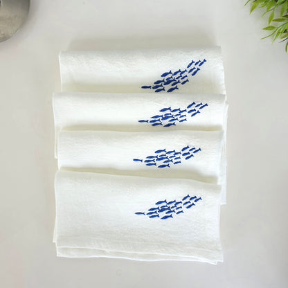 Amalfi Sardines Napkins in Off-White – Set of 4