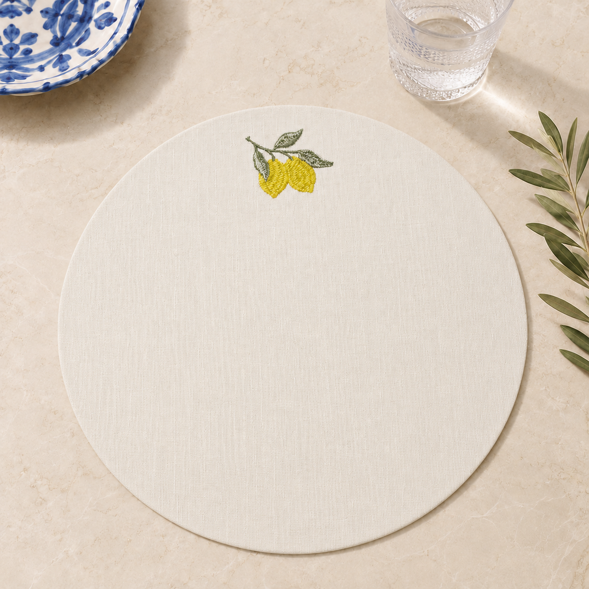 Amalfi Lemons Placemats in Off-White – Set of 2