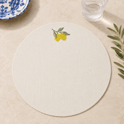 Amalfi Lemons Placemats in Off-White – Set of 2