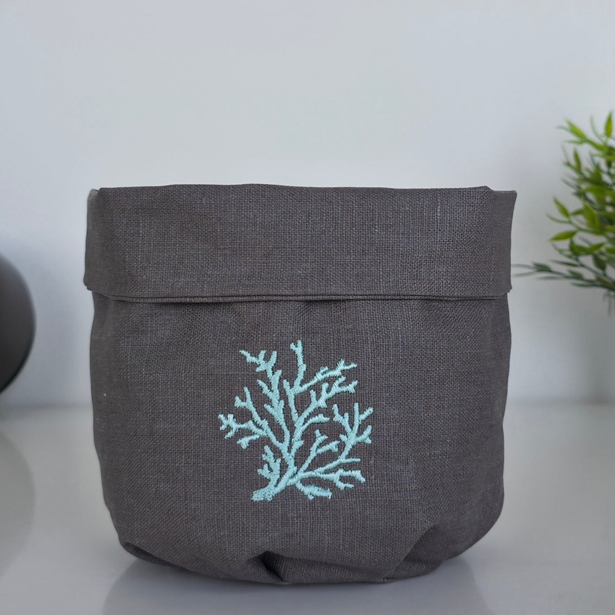 Toscana Aqua Coral Basket in Dark Taupe