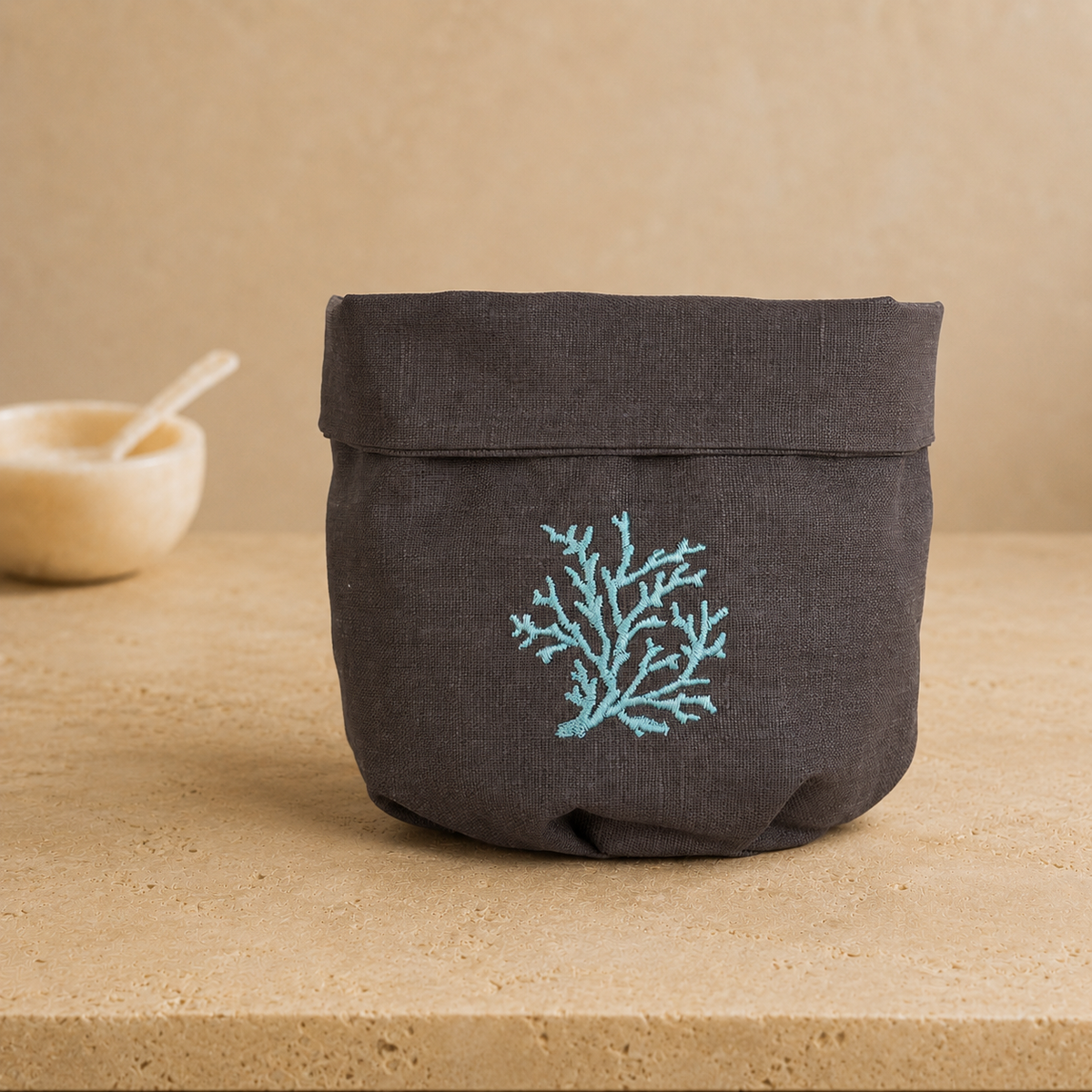 Toscana Aqua Coral Basket in Dark Taupe
