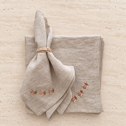 Toscana Bee Linen Napkins in Oatmeal Stone – Set of 4