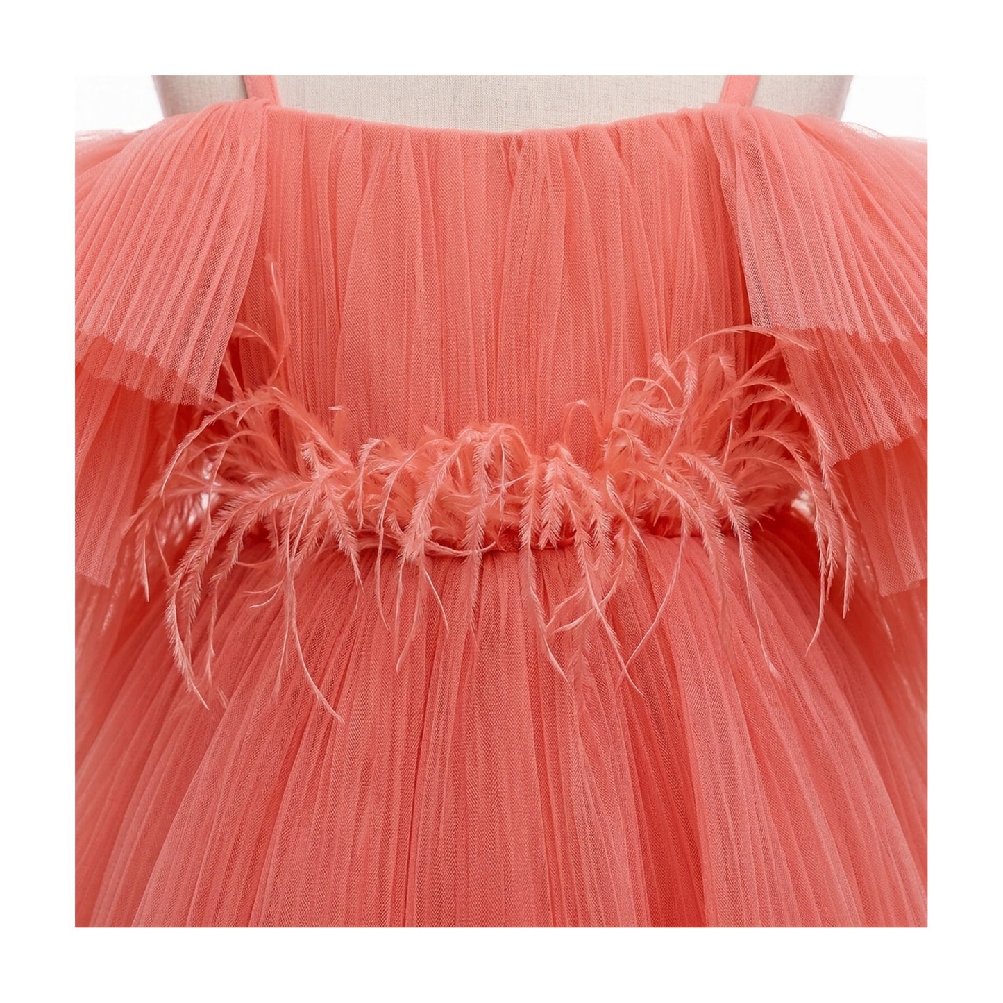 Blush Feather Fairy Tulle Flower Girl Dress