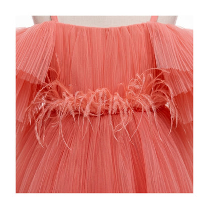 Blush Feather Fairy Tulle Flower Girl Dress