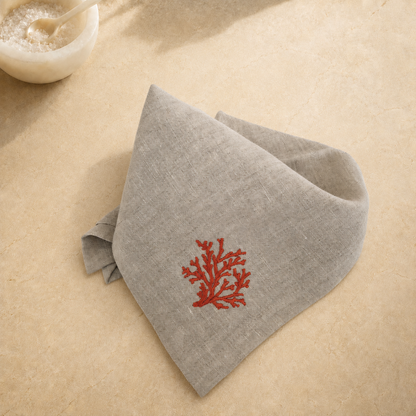 Toscana Coral Napkins in Oatmeal Stone – Set of 4