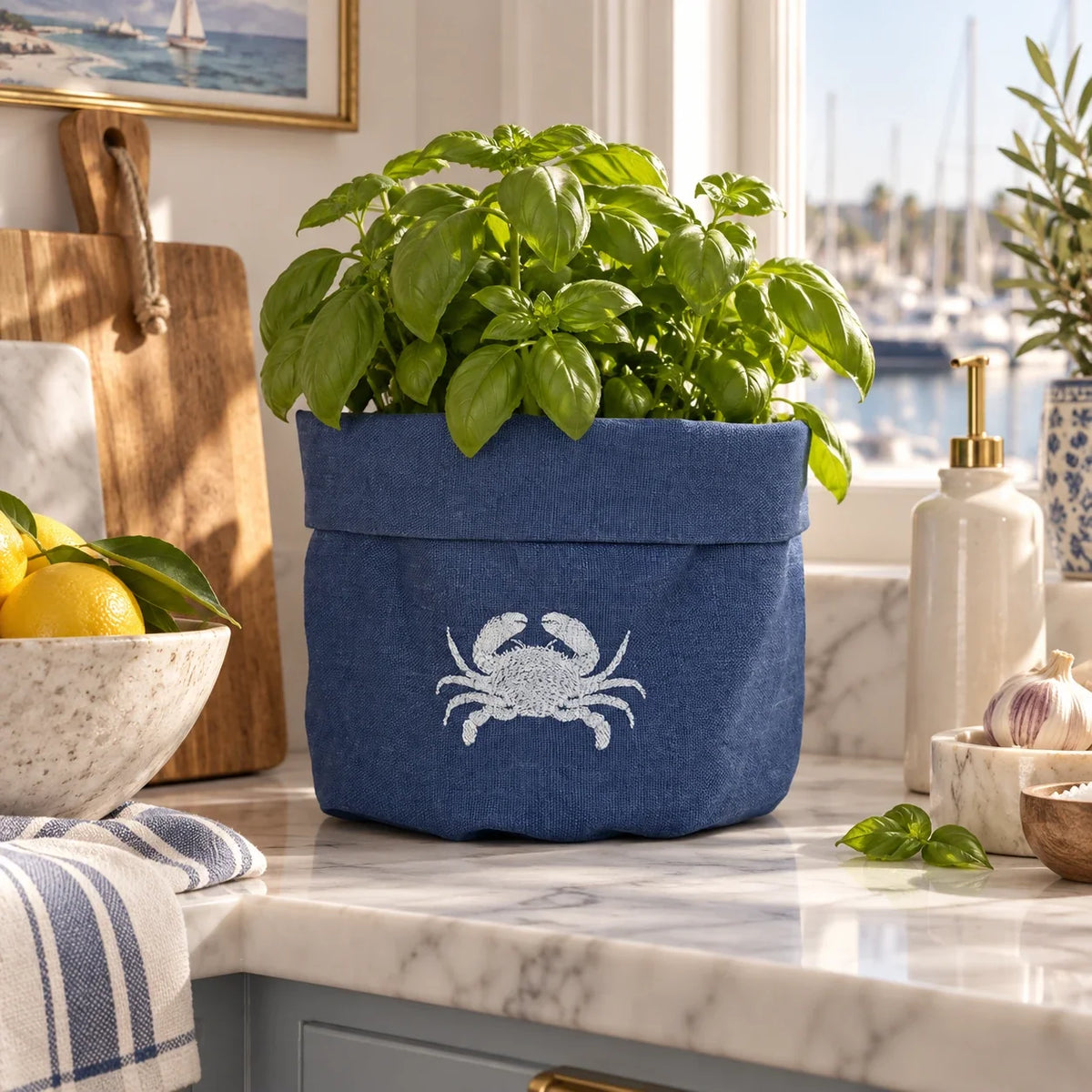 Amalfi Crab Basket in Mediterranean Blue