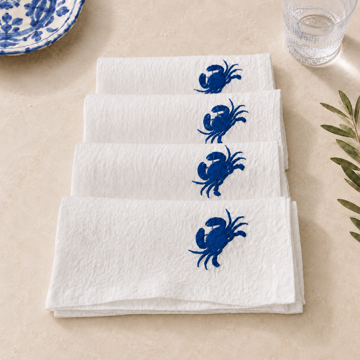 Amalfi Crab Napkins in Off-White – Set of 4