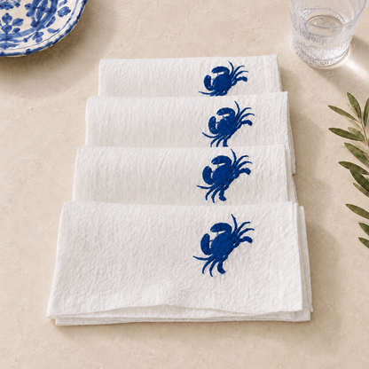 Amalfi Crab Napkins in Off-White – Set of 4