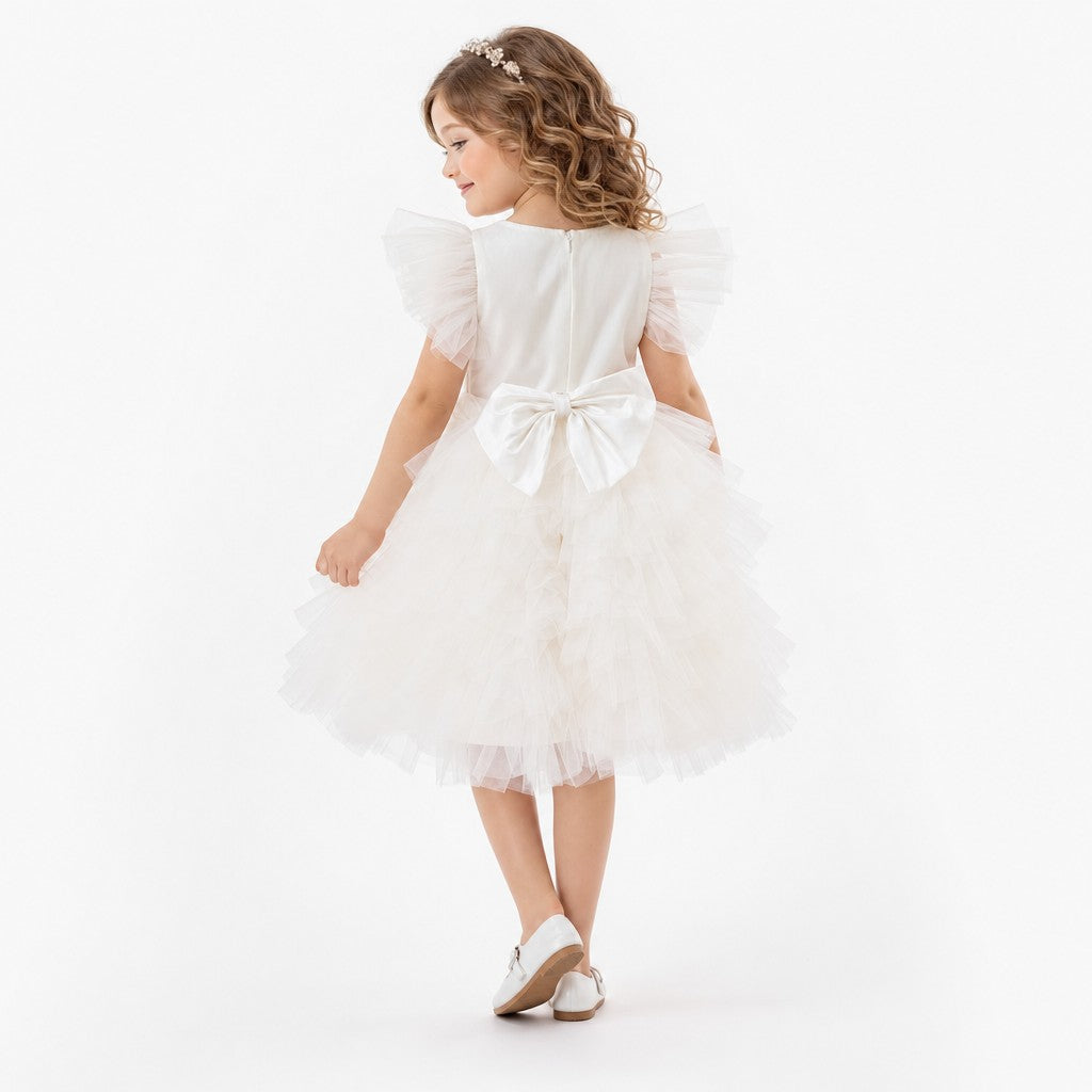 Celestial Fairy White Tulle Flower Girl Dress