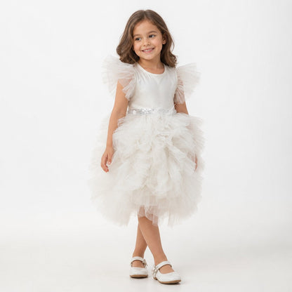 Celestial Fairy White Tulle Flower Girl Dress