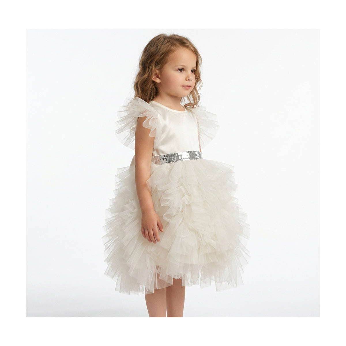 Celestial Fairy White Tulle Flower Girl Dress