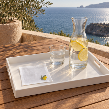 Amalfi Lemons Cocktail Napkins in Off-White – Set of 4