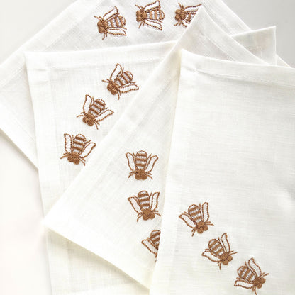 Toscana Bee Cocktail Napkins in Off-White – Set of 4