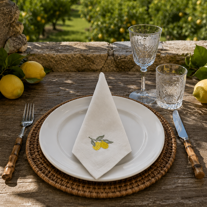 Amalfi Lemons Napkins in Off-White – Set of 4