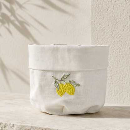 Amalfi Lemons Basket in Off-White