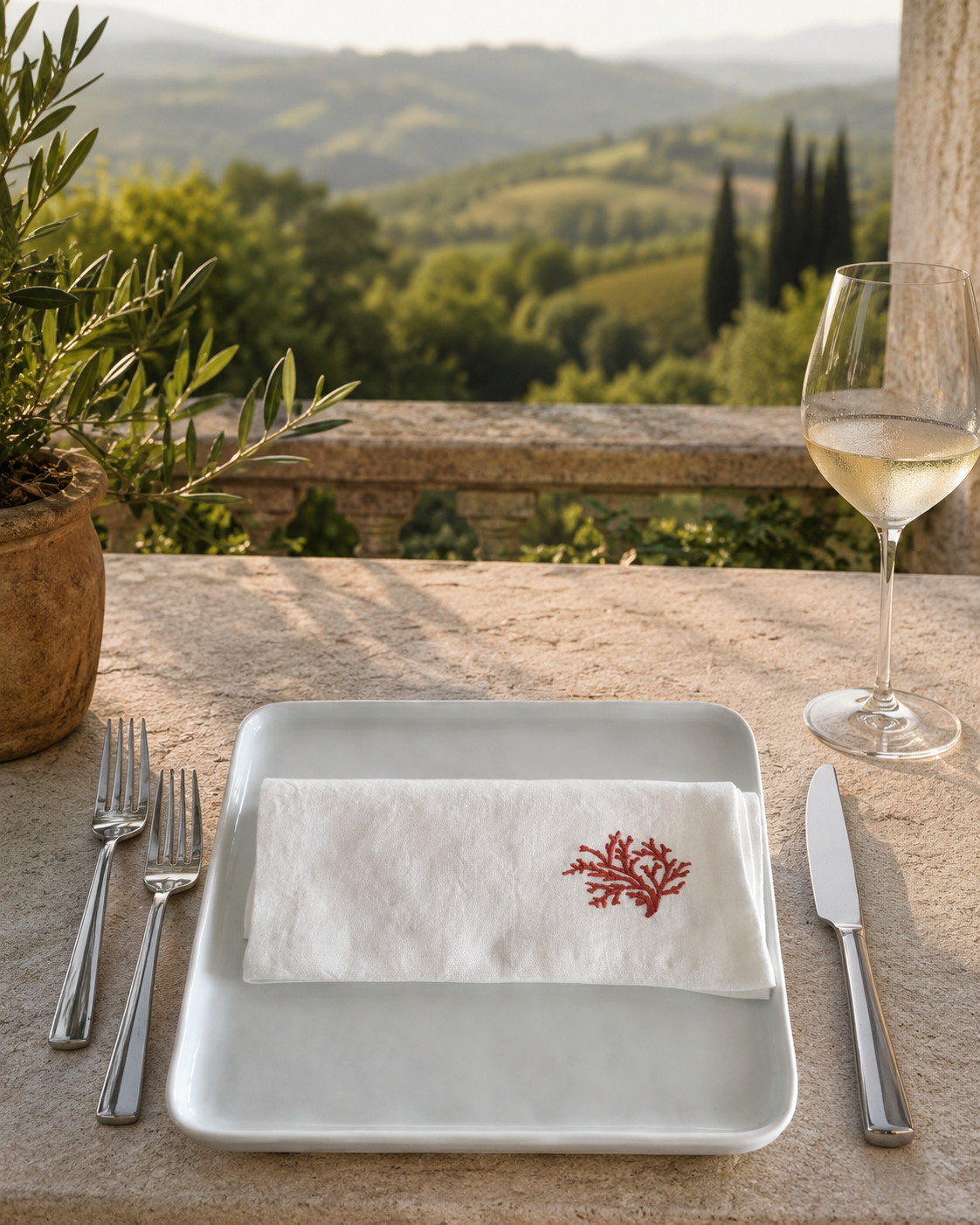 Toscana Coral Napkins in Off-White – Set of 4