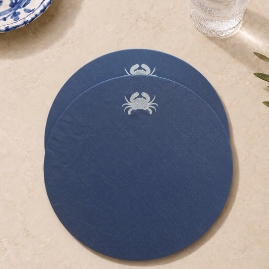 Amalfi Crab Placemats in Mediterranean Blue – Set of 2
