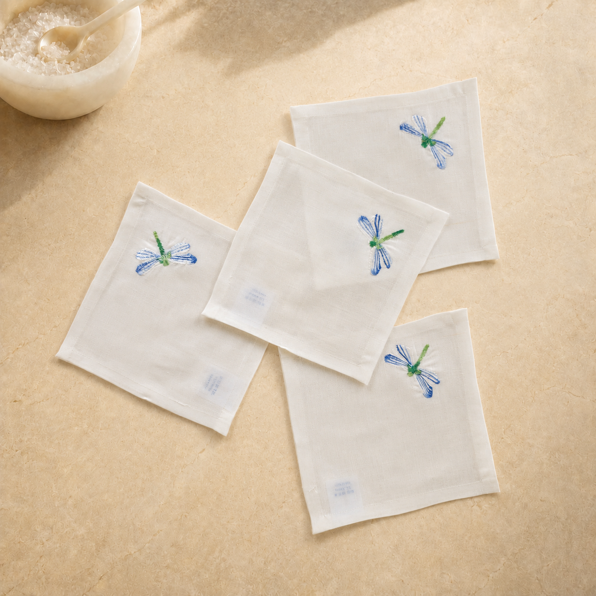Toscana Dragonfly Cocktail Napkins in Off-White – Set of 4