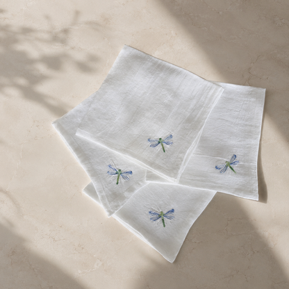 Toscana Dragonfly Napkins in Off-White – Set of 4