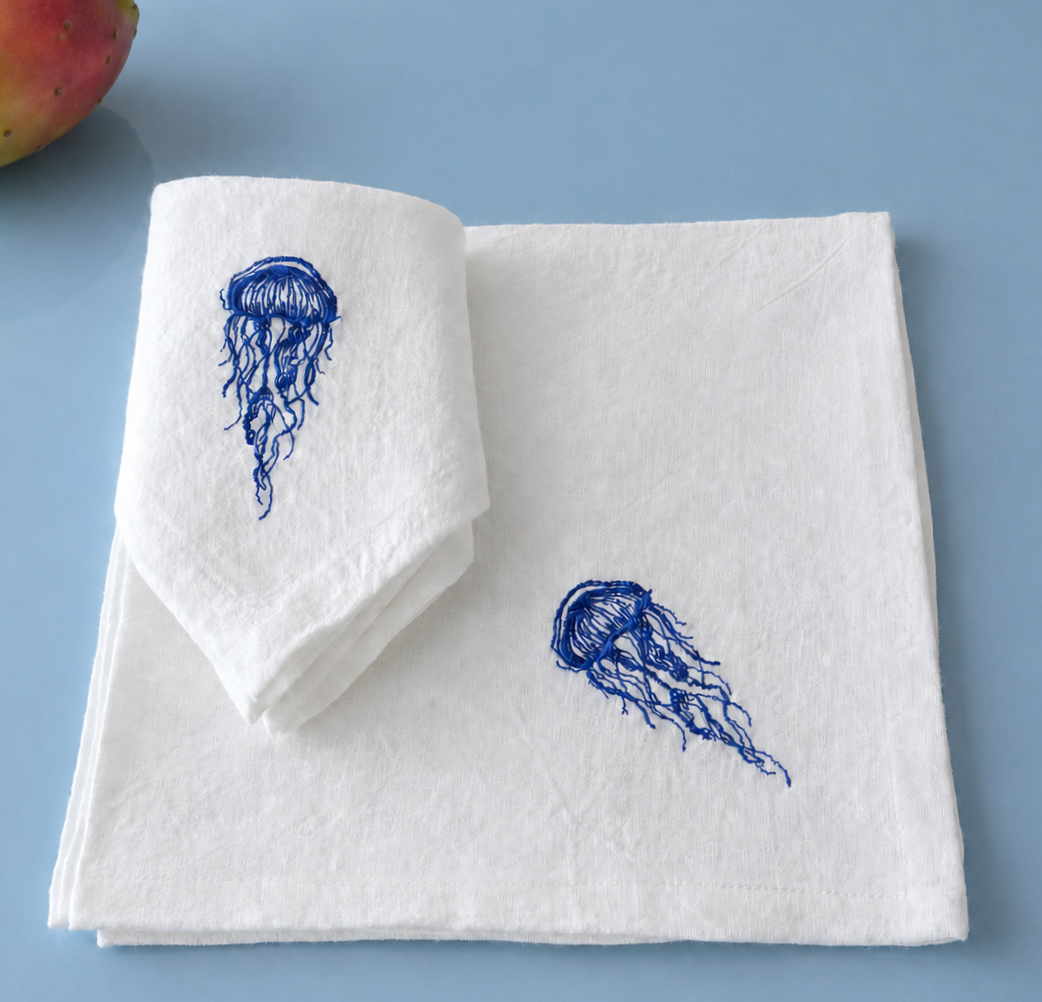 Amalfi Jellyfish Napkins in Off-White – Set of 4