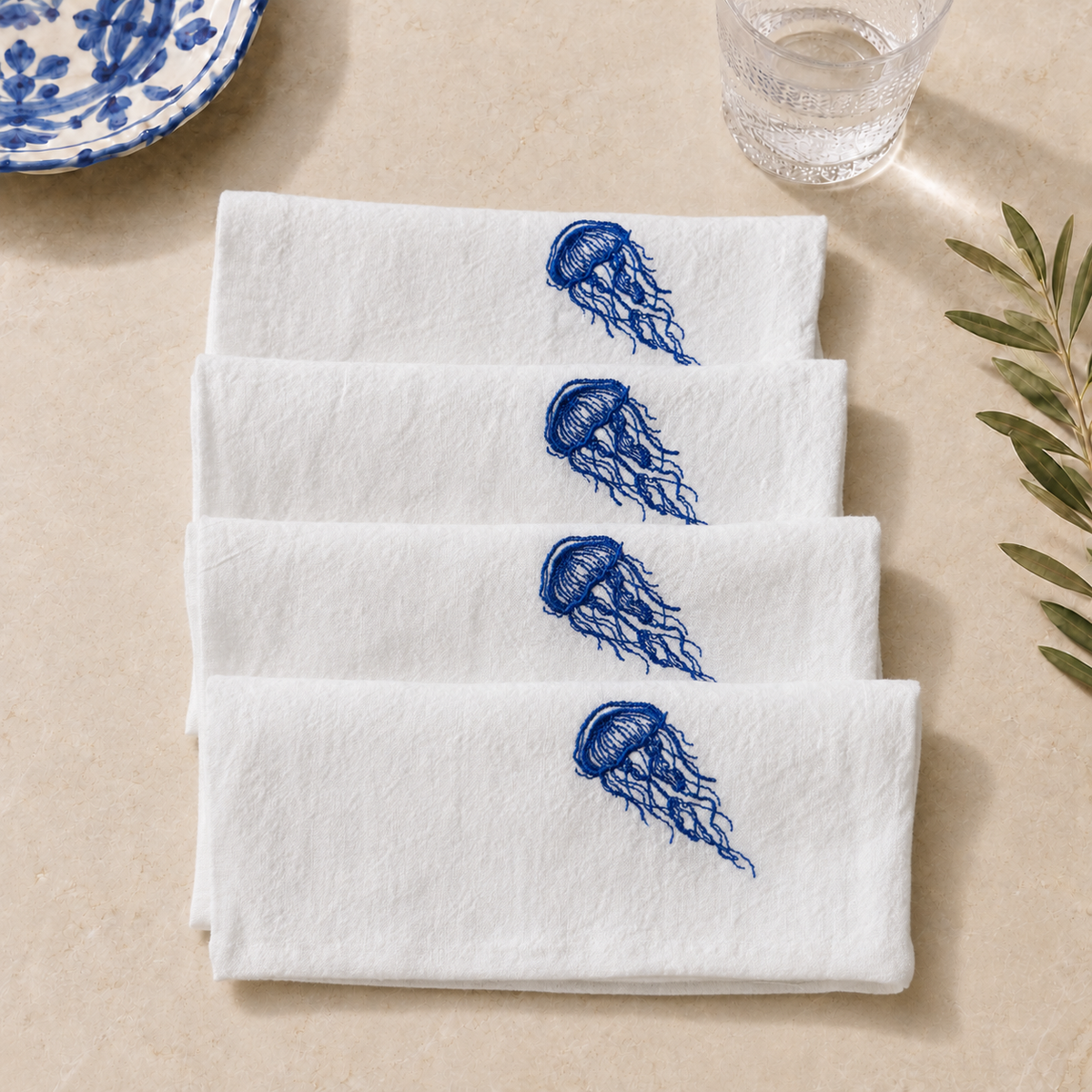 Amalfi Jellyfish Napkins in Off-White – Set of 4