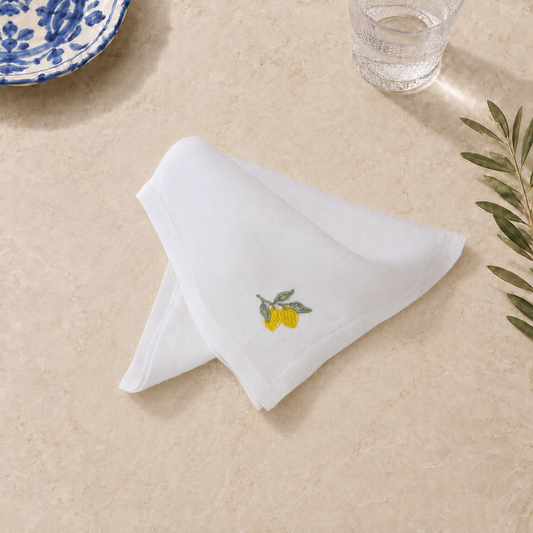 Amalfi Lemons Napkins in Off-White – Set of 4