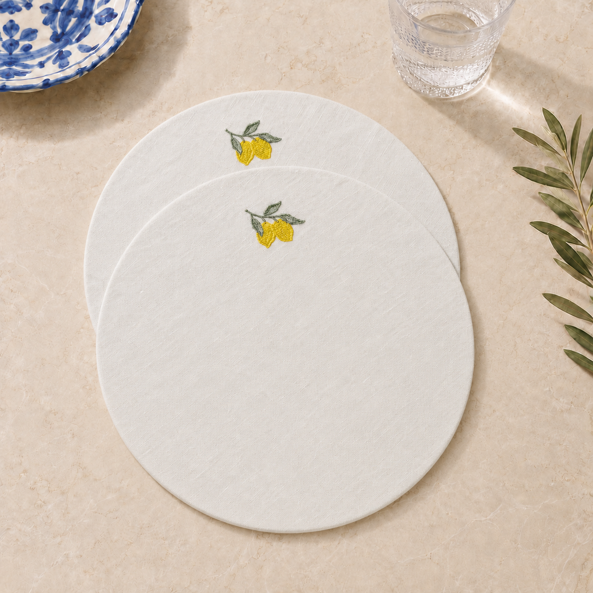 Amalfi Lemons Placemats in Off-White – Set of 2