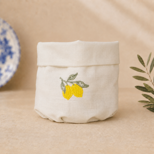 Amalfi Lemons Basket in Off-White