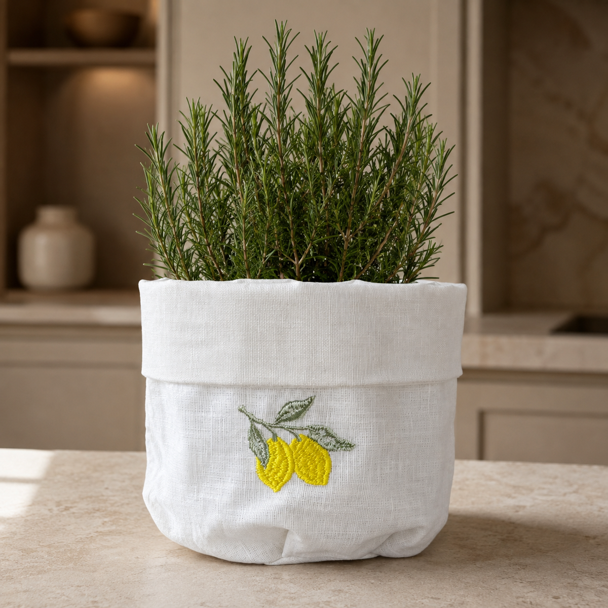 Amalfi Lemons Basket in Off-White