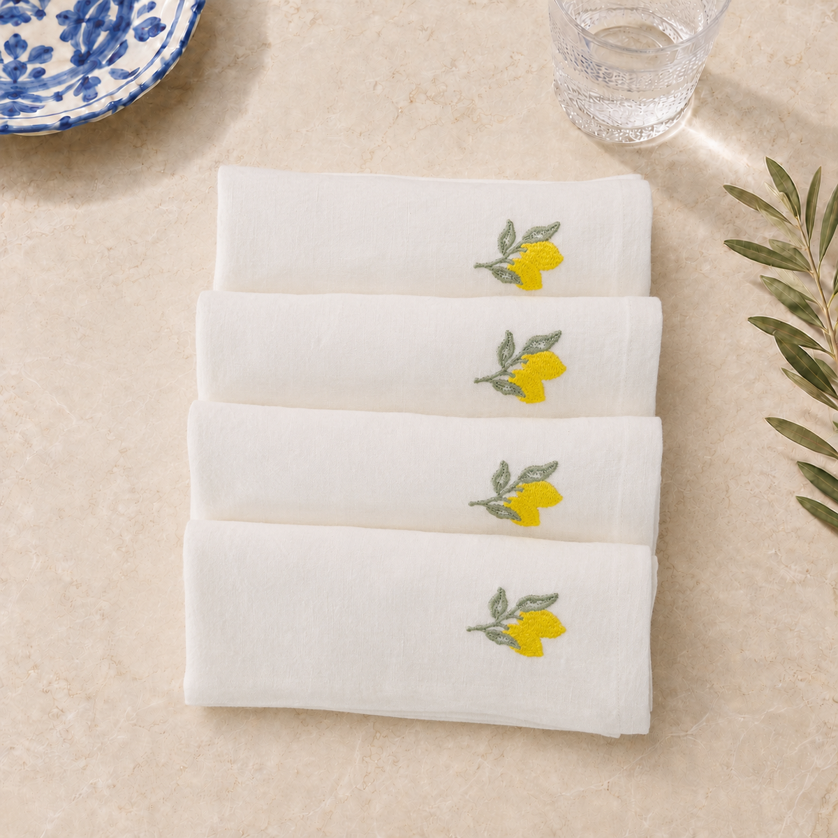 Amalfi Lemons Napkins in Off-White – Set of 4