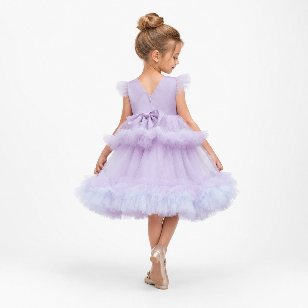 Lilac Fairy Twirl Sequin Tulle Birthday Dress for Girls