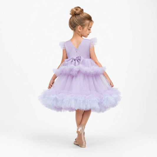 Lilac Fairy Twirl Sequin Tulle Birthday Dress for Girls