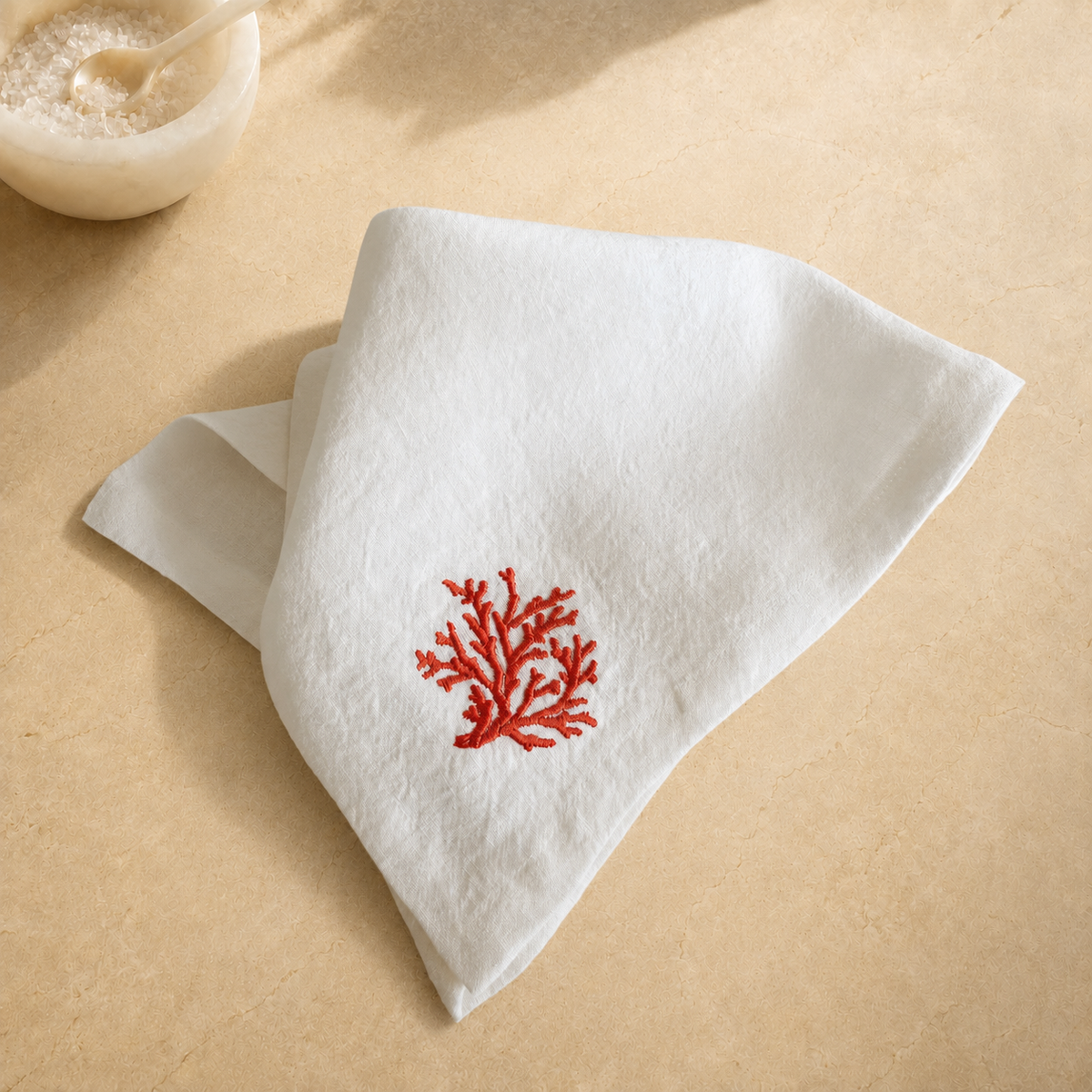 Toscana Coral Napkins in Off-White – Set of 4