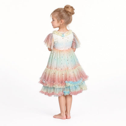 Pastel Stardust Layered Tulle Birthday Dress for Girls