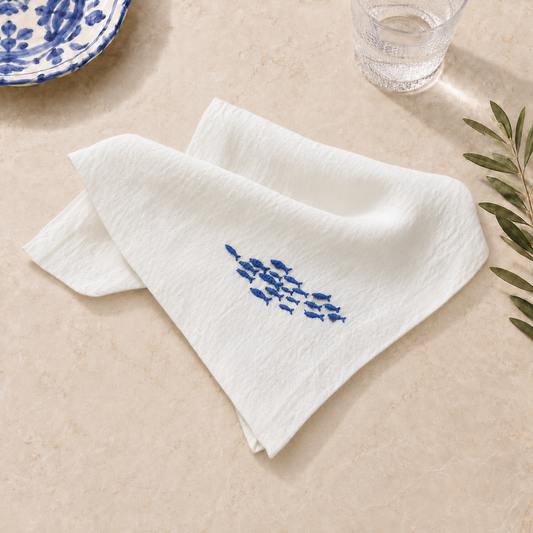 Amalfi Sardines Napkins in Off-White – Set of 4