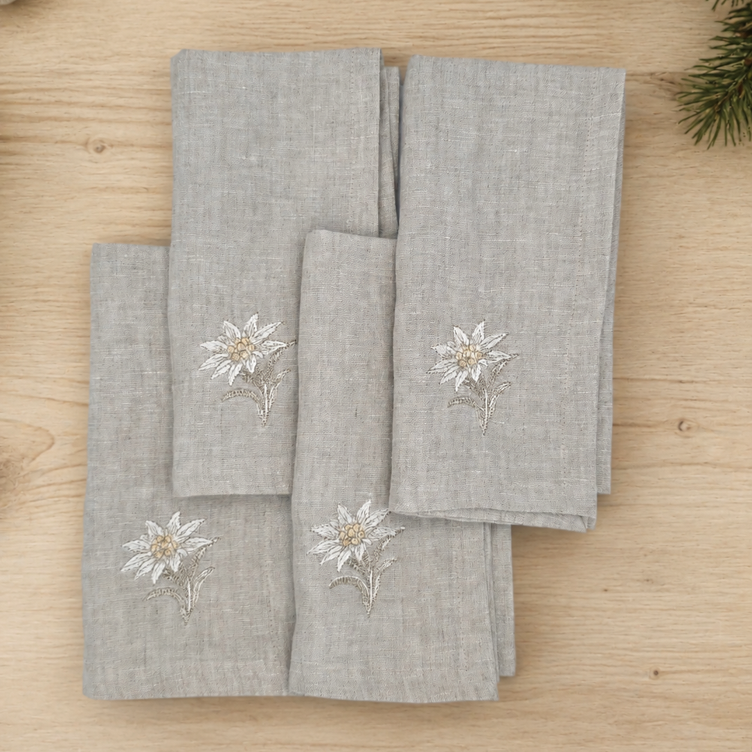 Cortina Stella Alpina Napkins in Oatmeal Stone — Set of 4