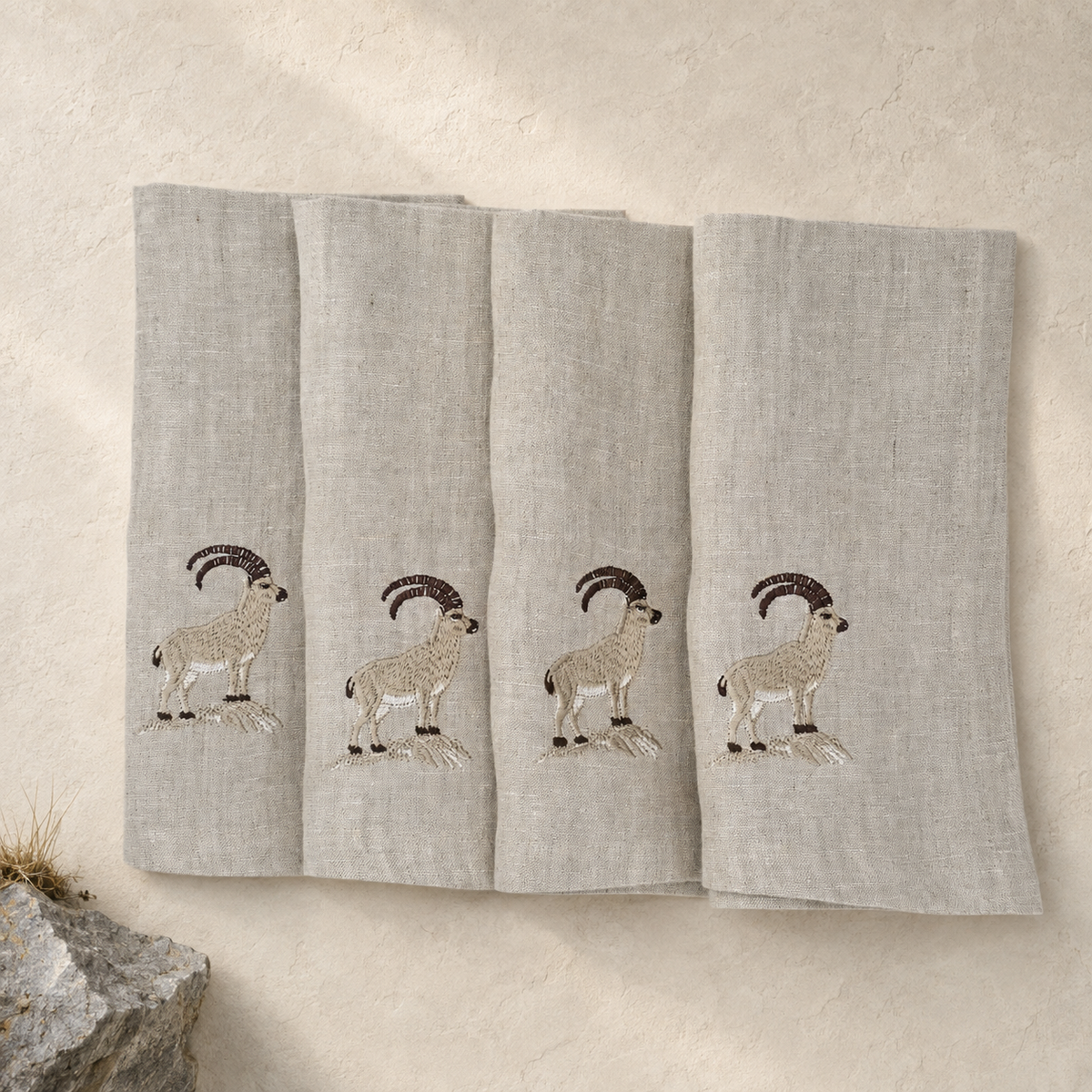 Cortina Stambecco Napkins in Oatmeal Stone — Set of 4