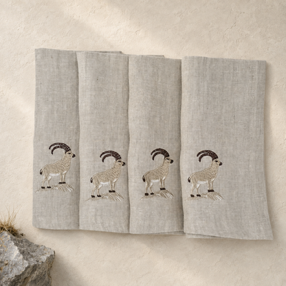 Cortina Stambecco Napkins in Oatmeal Stone — Set of 4