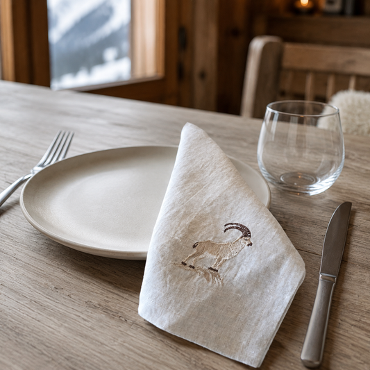 Cortina Stambecco Napkins in Oatmeal Stone — Set of 4