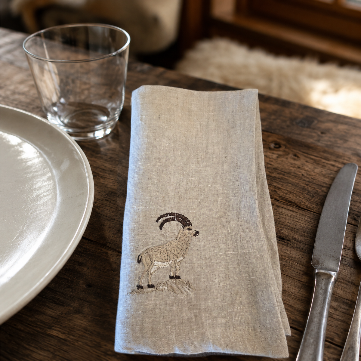 Cortina Stambecco Napkins in Oatmeal Stone — Set of 4
