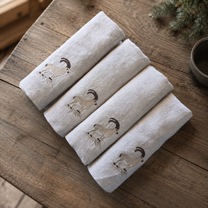 Cortina Stambecco Napkins in Oatmeal Stone — Set of 4