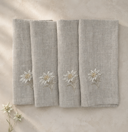 Cortina Stella Alpina Napkins in Oatmeal Stone — Set of 4