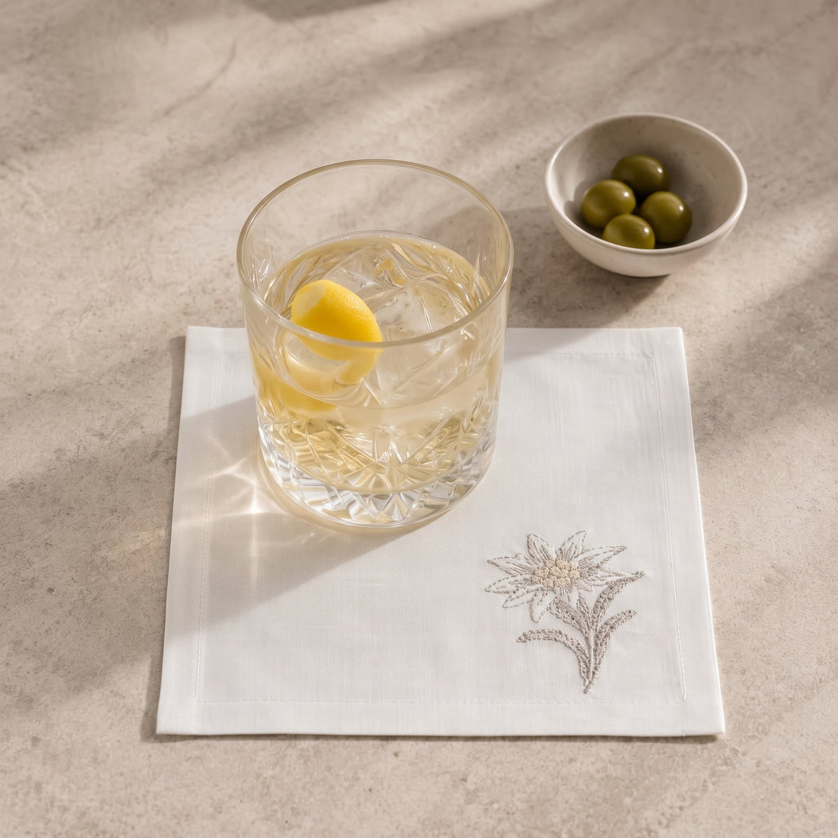 Cortina Stella Alpina Cocktail Napkins in Off-White — Set of 4
