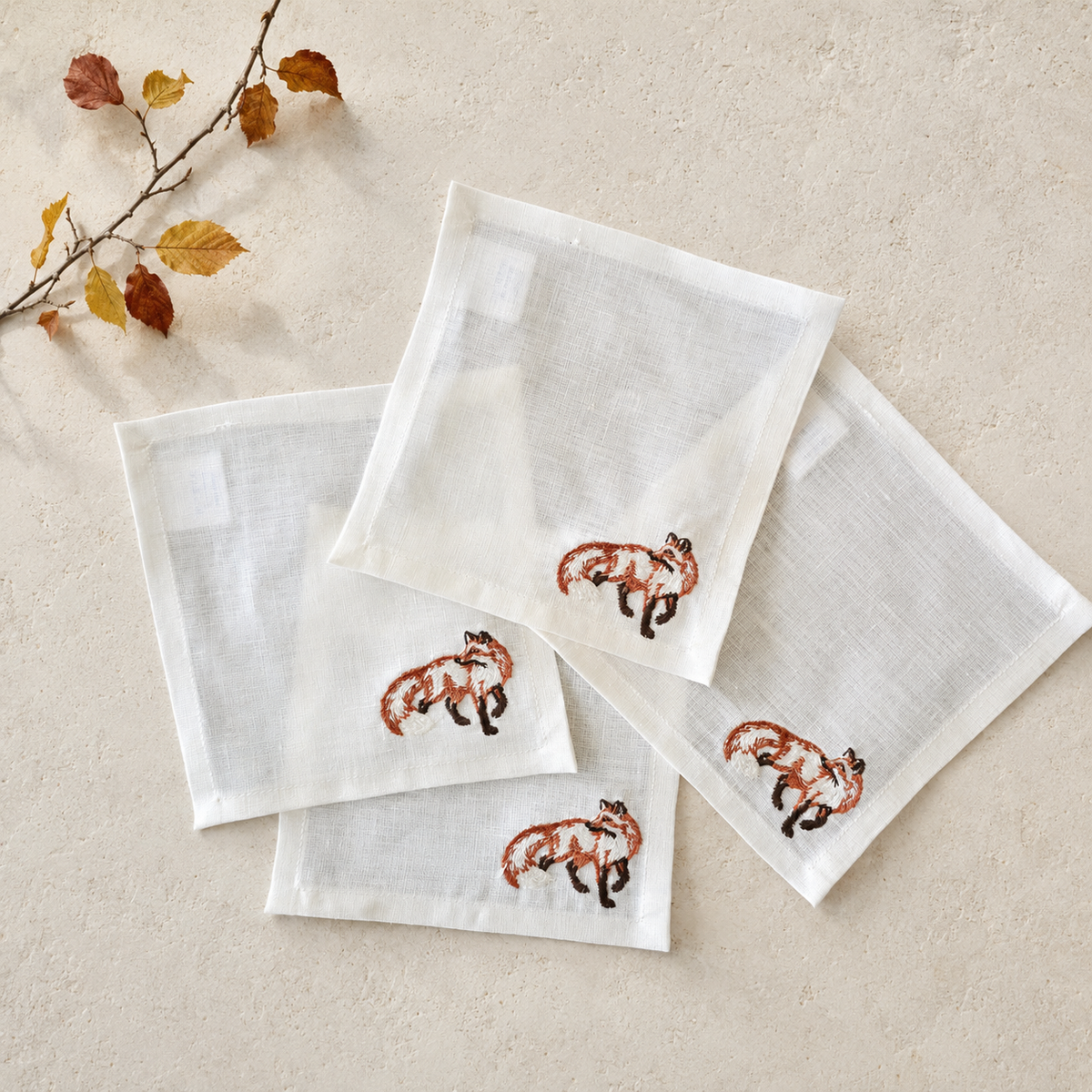 Cortina Volpe Cocktail Napkins in Off-White — Set of 4