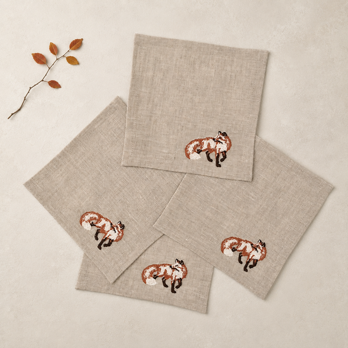 Cortina Volpe Cocktail Napkins in Oatmeal Stone — Set of 4